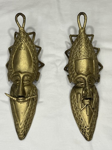 Paire masques africains bronze - paire,