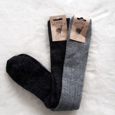 2 Paire Bas de Femme Doux Alpaga Extra Doux 100% Laine Gris 35 Jusqu'À 42