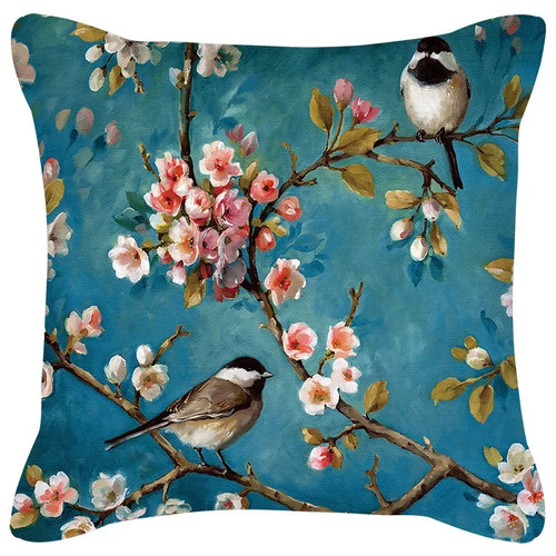 Coussin fleur prunier - coussin, flamant