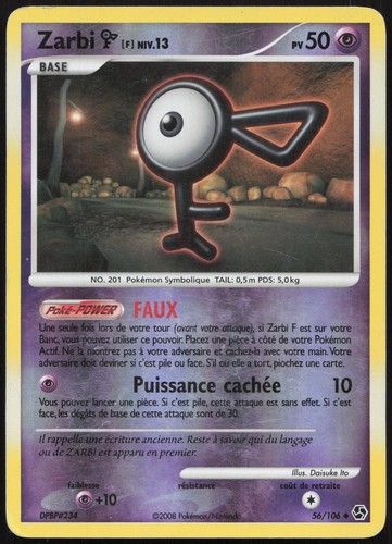 Carte pokémon zarbi 106 - carte,