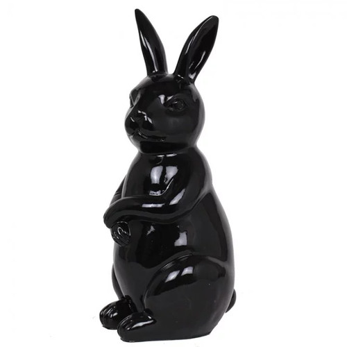Statue lapin noir résine - noir, en