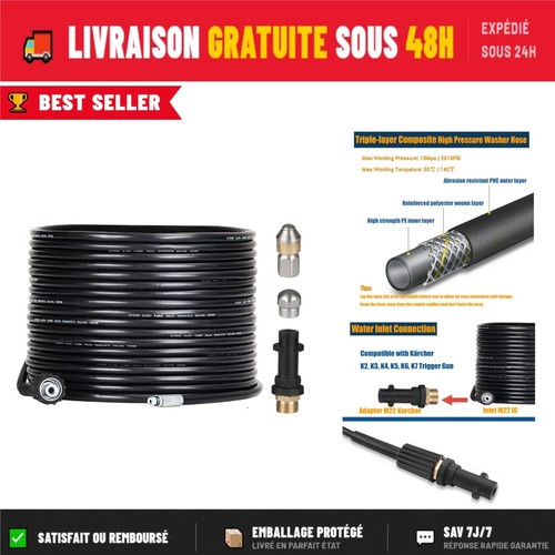 Tuyau déboucheur 15m pour - tuyau,