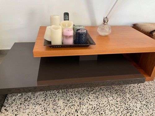 Table basse noyer laquée - table, et