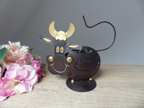 Sculpture vache métal - vache, en