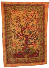 arbre de vie TAPISSERIE TENTURE MURAL INDIEN COUVRE-LIT Ethnique Décoration Art