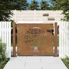 Portail de Jardin Portillon Barrière Conception de L'Arbre Acier Corten vidaXL