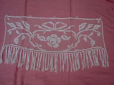  rideau ancien filet fait main 83 X 49 cm de hauteur blanc