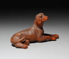 Ancien chien japonais NETSUKE - signé -okimono -rare du Japon