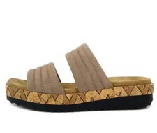 Sandales Femmes Chaussons Platform 39 IN Cuir en Daim Beige Plante Relax CAPRICE