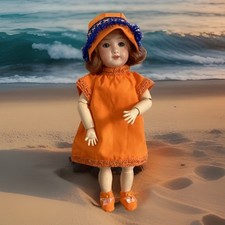 robe en toile orange pour poupee 30 cm