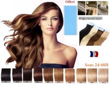 10-20-30-40 BANDES EXTENSIONS DE CHEVEUX TAPE IN BANDE ADHESIVE NATURELS 49/60CM