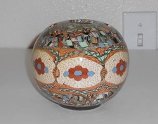 Vallauris Jean Gerbino Round Mosaic Art Flower Vase French Pottery