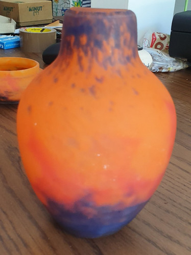 Vase pâte verre signé - vase,