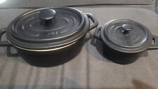 Cocotte 2 Mini Nouvelle Cuisine Dutch Oven Ceramic Pot Dish Lids 3.5" & 5" Lot
