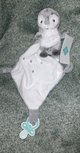 Doudou peluche pingouin gris