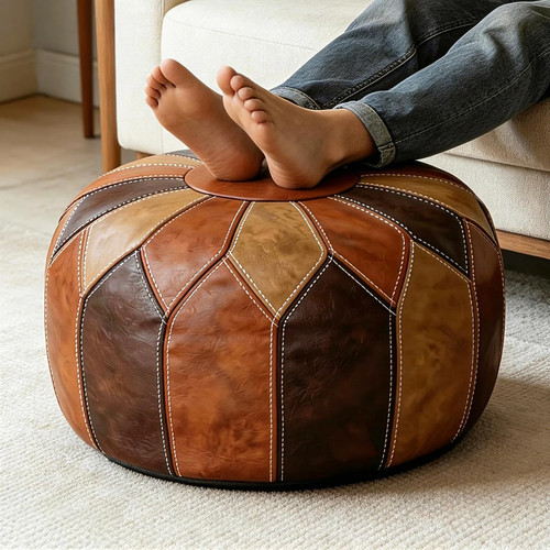 Round unstuffed pouf - round, cover