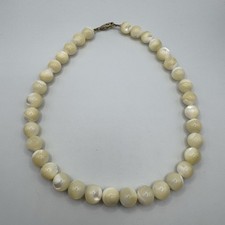 Ancien Collier Vintage En Perles De Nacre