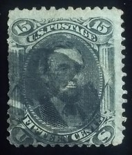 U.S. Scott # 91 15c black E grill used, F appearing