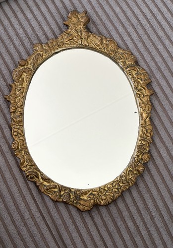 Miroir mural ovale - , doré