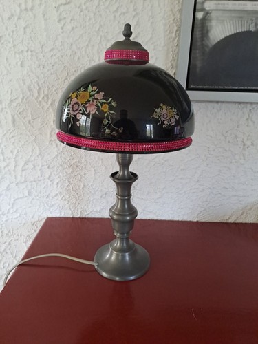Lampe poser etain verre - a,