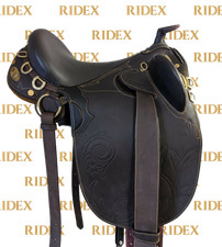 Selle de cheval en cuir de stock australien avec corne.