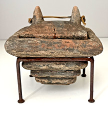 Rustic Cast Iron Pottery Brasero Vessel Mexico Primitive Style Home Decor Piece