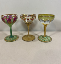 3 Hand Painted Lobmeyr/Moser ? 4"h Cordial or Wine Glass