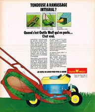 ADVERTISING 104 1974 WOLF TOOLS Full Pickup Mower