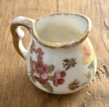 Miniature Ancien Petit Pot À Lait Limoges France Décor Floral Peint À La Main 