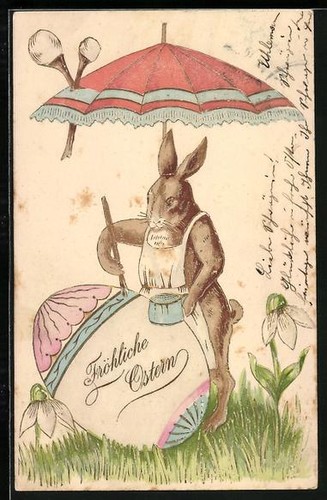 Carte postale gaufrée lapin