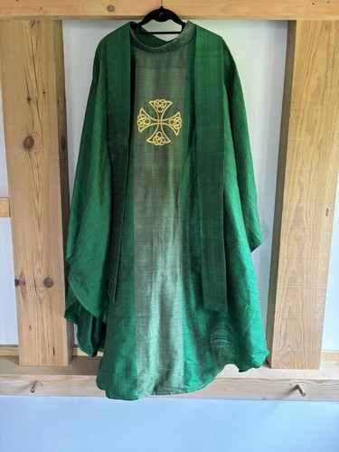 Rare chasuble liturgique verte - liturgique,
