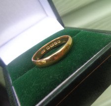 22ct or Mariage Bague Anneau Ancien Poinçon 1922 William Neale Taille J à K