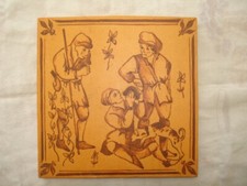 CARREAU en terre cuite pouvant servir de DESSOUS de PLAT D 20 x 20 cm TBE