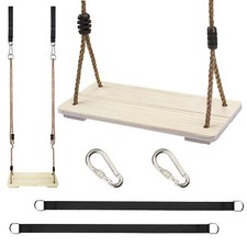 Balançoire Enfant en Bois Balançoire Extérieure en Bois avec Corde de Chanvre...