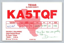 Ham Radio QSL KA5TQF Texas USA 1991 SSB 21.324 MHz Contact Card