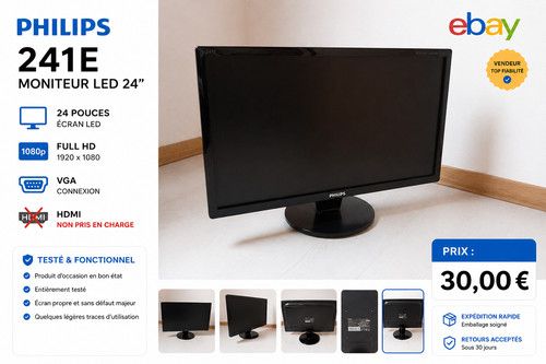 Moniteur philips 241e led - moniteur,