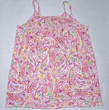 Ralph Lauren Paisley Nightgown 2X Pink Spaghetti Strap Logo Floral Chemise Pjs