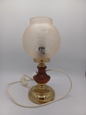 Lampe à Poser Vintage – Verre & Bois – Fonctionnelle avec Interrupteur – 28 cm