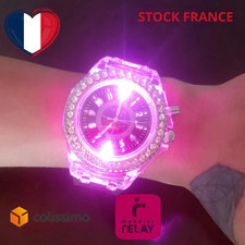 ✨ Montre LED Lumineuse Tendance Style Strass & Silicone Mode Femme Homme Lumière
