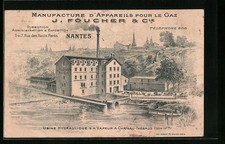 Lithograph Nantes, Manufacture d ́Appareils pour le Gaz J. Foucher & Cie. 1905 