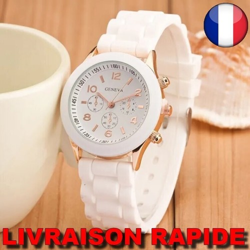 Montre blanche quartz silicone - blanche,