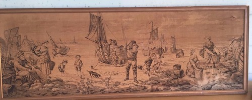 Antique burlap tapestry - burlap, ~