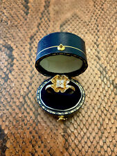 BAGUE OR 18K TRÈFLE - 4 VÉRITABLES DIAMANTS - BIJOU FRANÇAIS - POINÇONS FRANCE