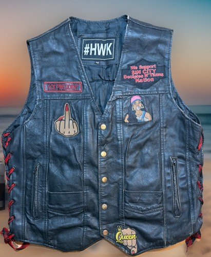 Hwk motorsports leather vest - leather,