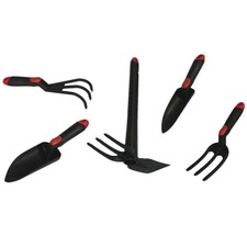 Kit 5 outils de jardin BRIXO Serfouette - 2 Plantoirs - Mini fourche - Rateau