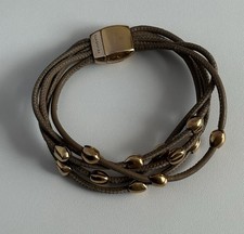 PESAVENTO Rose Gold Plate Sterling Silver Multi Strand Leather Bracelet ITALY925