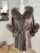 Manteau En Cuir retourné très souple Avec Capuche