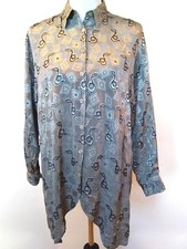 Olivier Strelli Womens Silver Snake Print Split Back Shirt Top Size 40