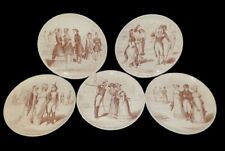 SERIES OF FIVE ANTIQUE CREIL MONTEREAU PLATES - FASHION FOR A HUNDRED YEARS