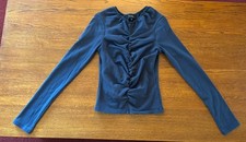Toit Volant Navy Blue Ruched Long Sleeve Top 